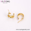 E-613 xuping fashion Boucles d&#39;oreilles créoles de haute qualité en or 24K strass en acier inoxydable simple